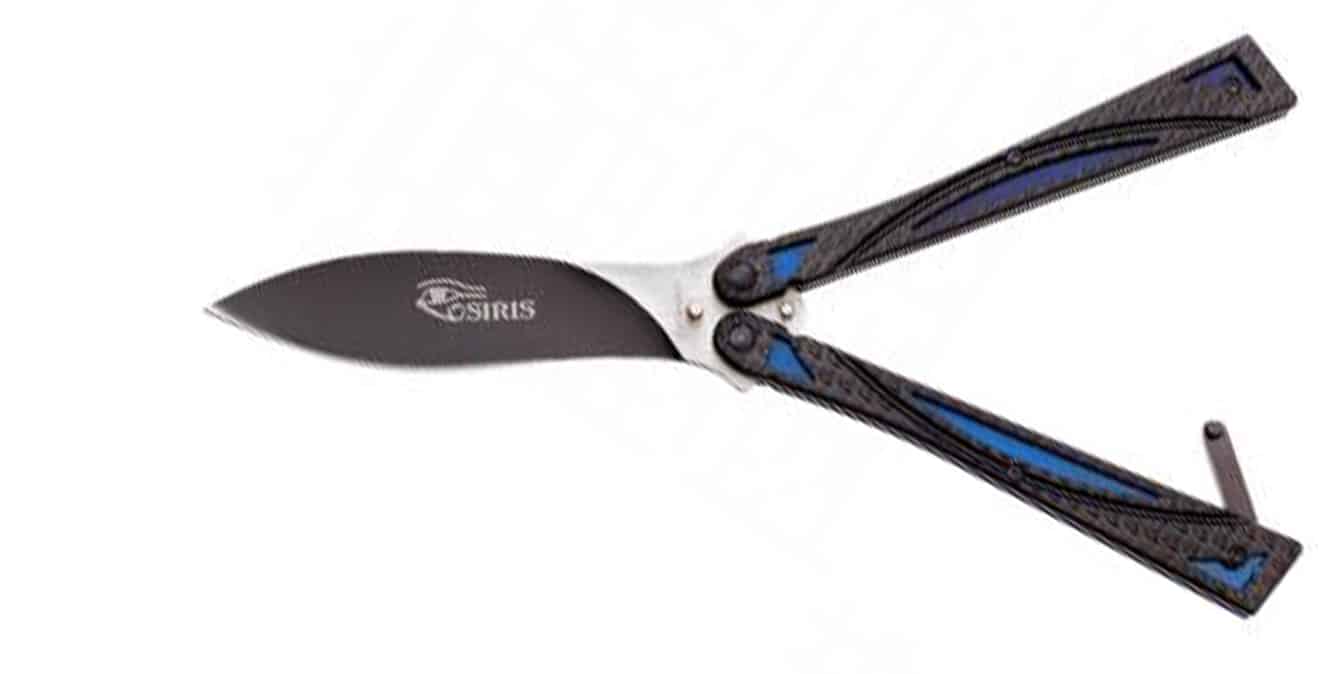 Albainox Osiris Blue pillangókés, 10 cm