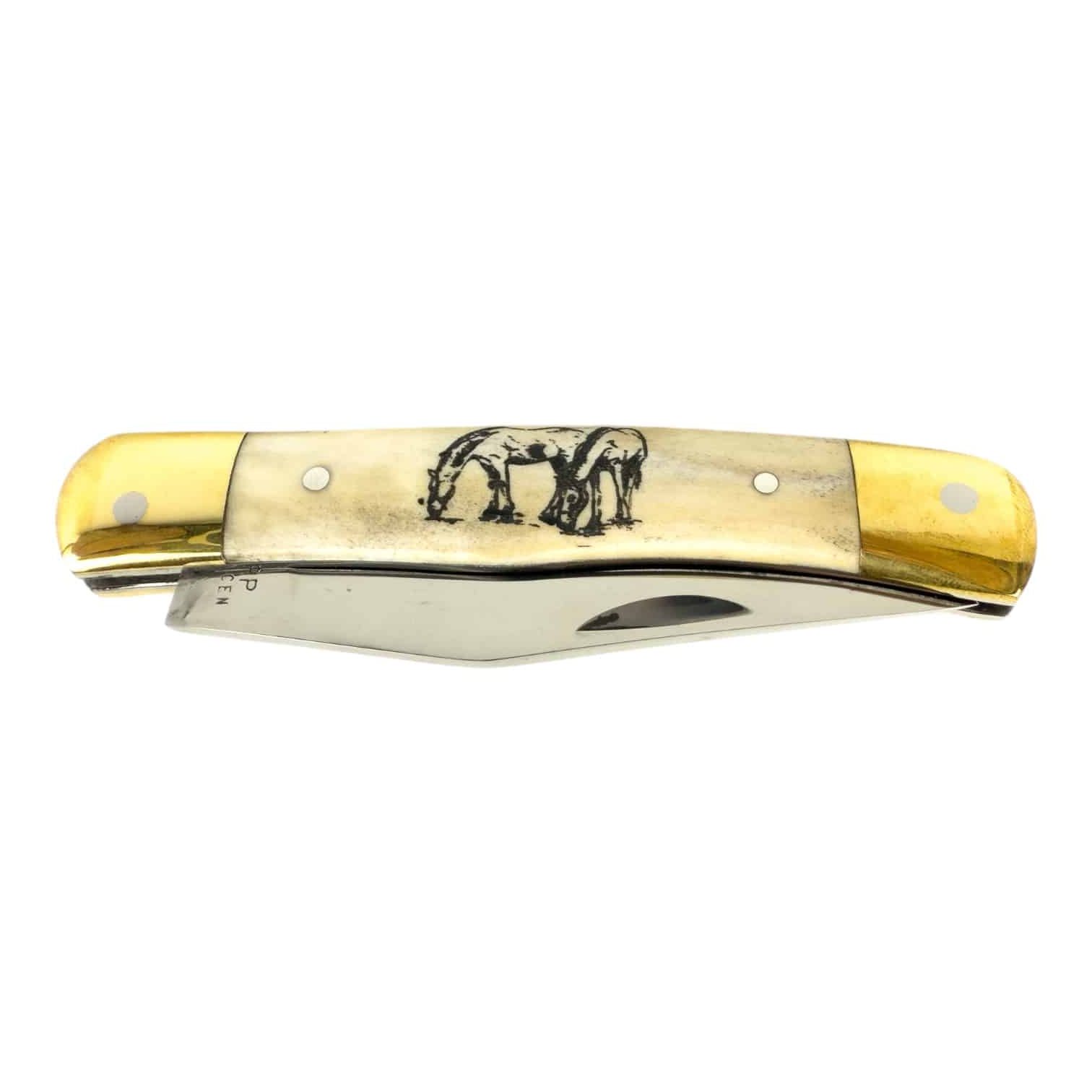 Nagymaskara csiszolt csont gravírozott motívummal (lovak)